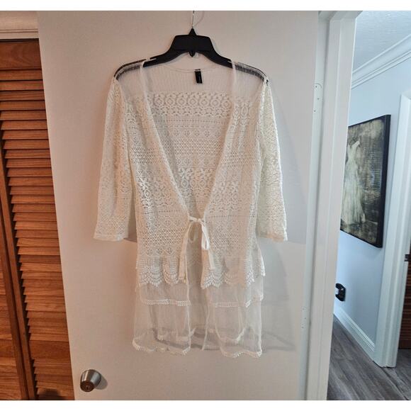 Women's Zanzea Collection's Hand Knitted Sheer White lightweight Cardigan Size L - Picture 6 of 8